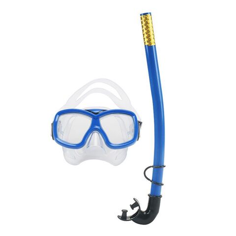 Juego de esnórquel semi-seco azul naranja de regulación libre, máscara de buceo antivaho, gafas de natación para niños, tubos de buceo