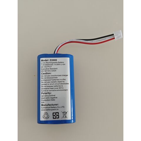 Batería Recargable de Iones de Litio Z2000: 7.4V, 2000mAh, 14.8Wh