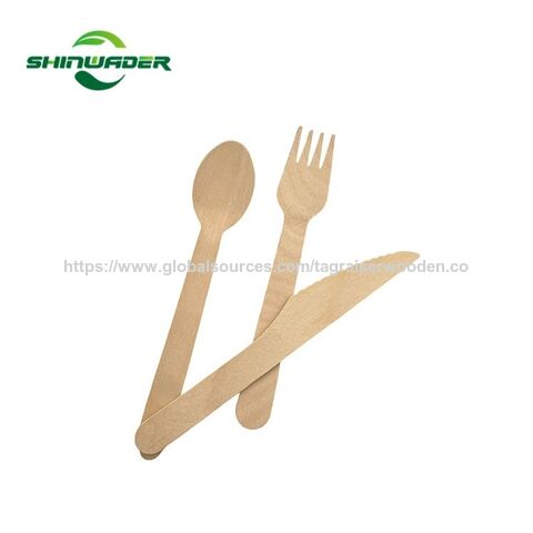 Couverts en bois jetables, biodégradables, naturels, personnalisés, de haute qualité, de qualité alimentaire, écologiques et en promotion
