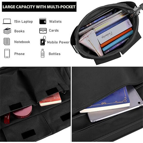 Mochila de lona, bolsa de ombro transversal, bolsa vintage para laptop, bolsa hobo grande com vários bolsos para homens e mulheres
