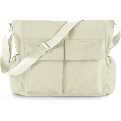Mochila de lona, bolsa de ombro transversal, bolsa vintage para laptop, bolsa hobo grande com vários bolsos para homens e mulheres