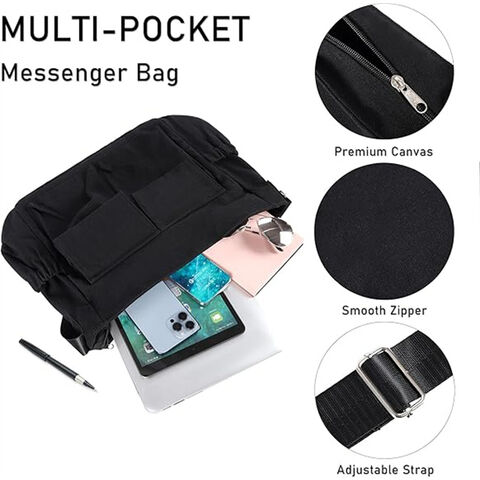 Mochila de lona, bolsa de ombro transversal, bolsa vintage para laptop, bolsa hobo grande com vários bolsos para homens e mulheres