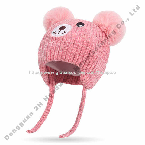 Gorro de invierno de alta calidad con doble pompón de piel sintética, gorro beanie con logo personalizado
