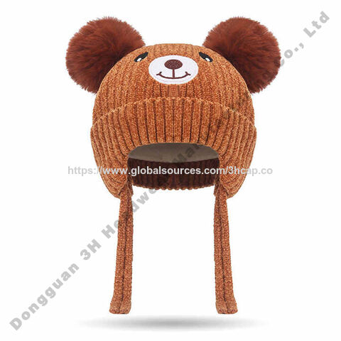Gorro de invierno de alta calidad con doble pompón de piel sintética, gorro beanie con logo personalizado