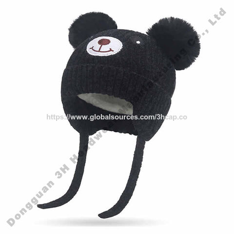 Gorro de invierno de alta calidad con doble pompón de piel sintética, gorro beanie con logo personalizado