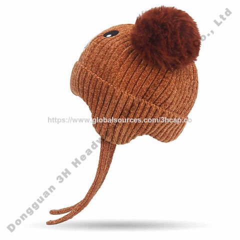 Gorro de invierno de alta calidad con doble pompón de piel sintética, gorro beanie con logo personalizado