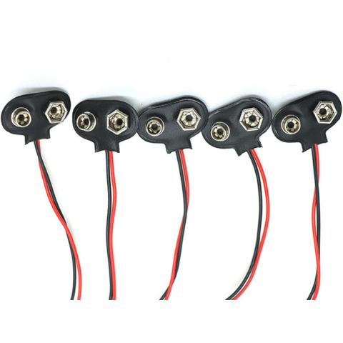 Okystar Verfügbares 15cm Experimentierkabel Schwarz Rot Verbindung 9V Batterieclip Schnappverschluss