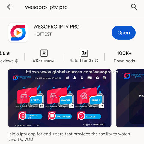Meilleur abonnement IPTV Wesopro Magnum Platinum Goldenott 12 mois, essai gratuit, liste de lecture M3u, panneau de revendeur de serveur IPTV mondial