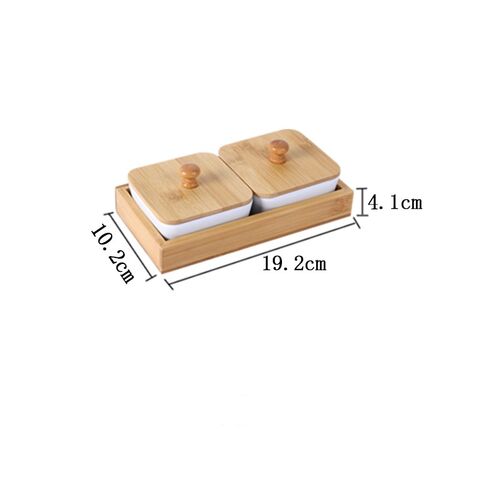 Fabricante Plato pequeño de cerámica creativo, plato para bocadillos con bandeja de madera, plato doméstico de rejilla, plato para condimentos para el hogar