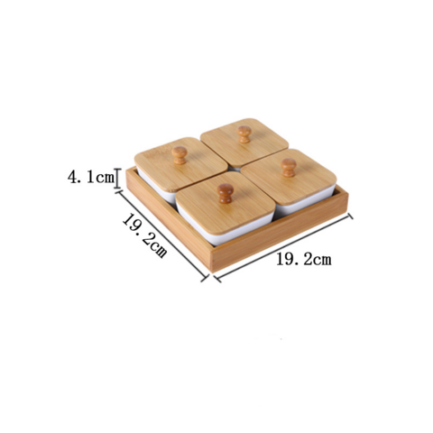 Fabricante Plato pequeño de cerámica creativo, plato para bocadillos con bandeja de madera, plato doméstico de rejilla, plato para condimentos para el hogar