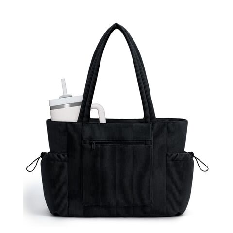 Bolsa Tote para Mulheres, Bolsas Tote de Trabalho com Compartimento para Laptop, Bolsa Tote Grande de Veludo Cotelê com ZÍPER, TECIDO COM GRS
