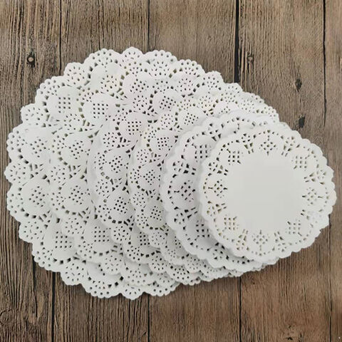 Papel vegetal descartável por atacado, ecológico, papel de pergaminho para cozimento, forro de papel para sobremesas, folhas de biscoito com borda de flor