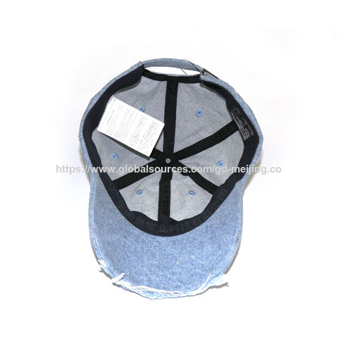 Baseballkappe aus verwaschenem Denim mit individuellem Sticklogo, lässige Dad Hat, breiter, gebogener Schirm, 6-Panel-Kappe