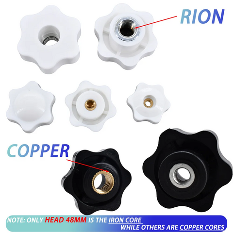 Tuerca de mariposa Torx de apriete manual en blanco y negro, perilla de sujeción, manija, tuercas de estrella mecánicas manuales M4 M5 M6 M8 M10 M12
