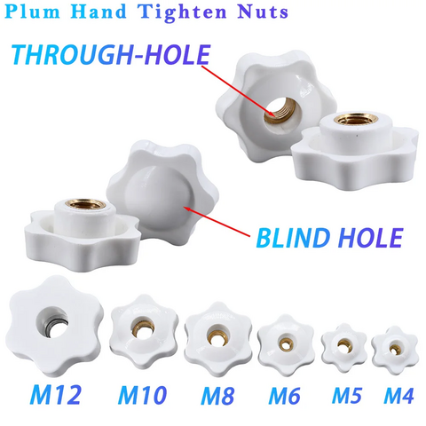 Tuerca de mariposa Torx de apriete manual en blanco y negro, perilla de sujeción, manija, tuercas de estrella mecánicas manuales M4 M5 M6 M8 M10 M12