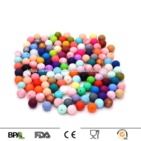 Manik-manik teether bayi warna-warni mainan DIY food grade manik-manik tumbuh gigi manik-manik silikon untuk perhiasan bayi/ibu