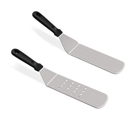 Ensemble de Spatules surdimensionnées pour Plancha en Acier Inoxydable avec Joint Soudé et Manche en PP Lavable au Lave-Vaisselle pour Grillades BBQ