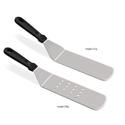 Ensemble de Spatules surdimensionnées pour Plancha en Acier Inoxydable avec Joint Soudé et Manche en PP Lavable au Lave-Vaisselle pour Grillades BBQ