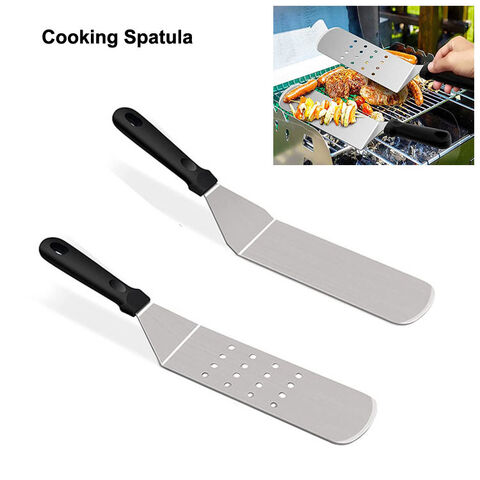 Ensemble de Spatules surdimensionnées pour Plancha en Acier Inoxydable avec Joint Soudé et Manche en PP Lavable au Lave-Vaisselle pour Grillades BBQ