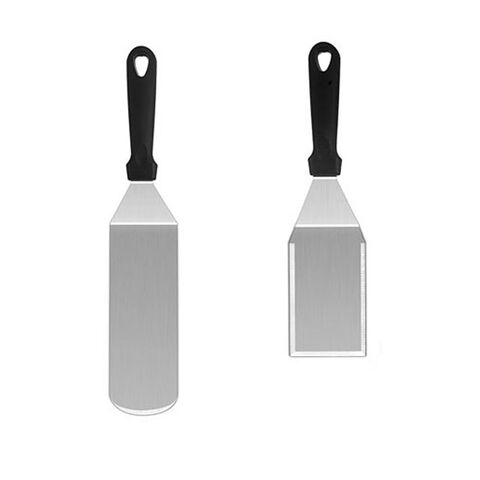 Ensemble de Spatules surdimensionnées pour Plancha en Acier Inoxydable avec Joint Soudé et Manche en PP Lavable au Lave-Vaisselle pour Grillades BBQ