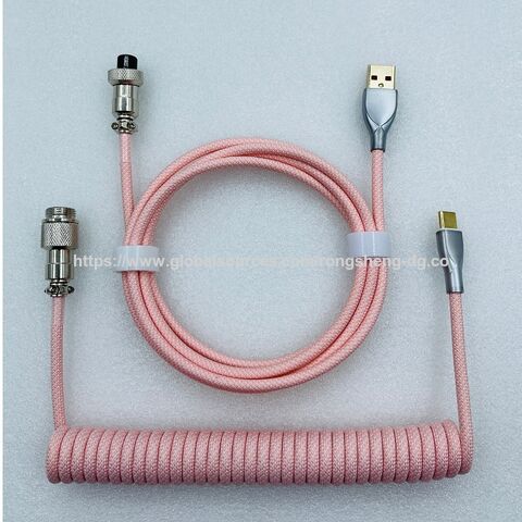 Cables de datos desmontables verde pálido para teclados mecánicos de ordenador con conector de aviación, modelos 2025