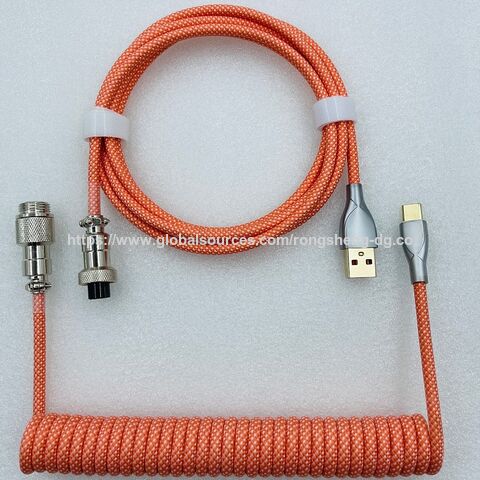 Cables de datos desmontables verde pálido para teclados mecánicos de ordenador con conector de aviación, modelos 2025