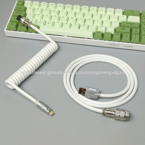 Cable de Teclado PU Blanco Tipo-C a Precio de Fábrica con Luz de Respiración Colorida