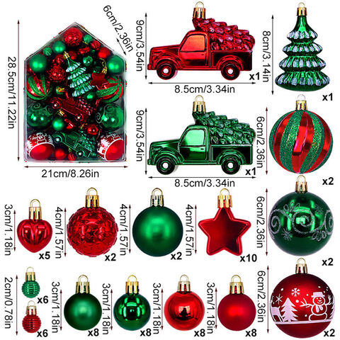 Bola Natal Baru 72 Pcs Kotak Berwarna Alien Liontin Bola Bundar Dekorasi Natal Dicat Set Bola Dekoratif Elektroplating
