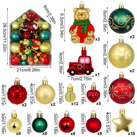 Bola Natal Baru 72 Pcs Kotak Berwarna Alien Liontin Bola Bundar Dekorasi Natal Dicat Set Bola Dekoratif Elektroplating