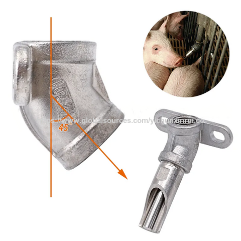 Bebedero de Latón con Tetina para Cerdos de 1/2" 3/8" - Conector de 3/4" para Sistemas de Agua para Cerdos de Granja con Válvula de Retención