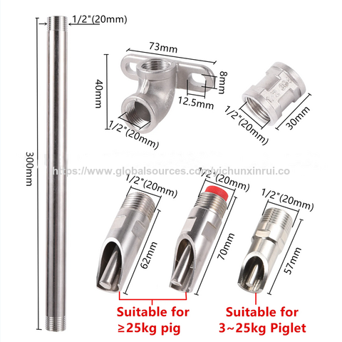 Bebedero de Latón con Tetina para Cerdos de 1/2" 3/8" - Conector de 3/4" para Sistemas de Agua para Cerdos de Granja con Válvula de Retención
