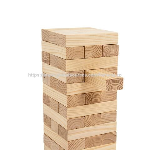 Tumbling Tower ist ein Geschicklichkeitsspiel, bei dem ein Turm aus 48 Holzblöcken gebaut wird