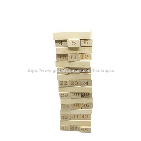 Tumbling Tower ist ein Geschicklichkeitsspiel, bei dem ein Turm aus 48 Holzblöcken gebaut wird