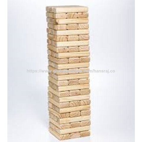 Tumbling Tower ist ein Geschicklichkeitsspiel, bei dem ein Turm aus 48 Holzblöcken gebaut wird