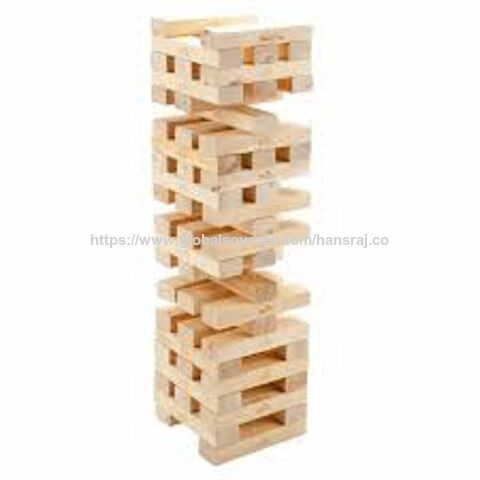Tumbling Tower ist ein Geschicklichkeitsspiel, bei dem ein Turm aus 48 Holzblöcken gebaut wird