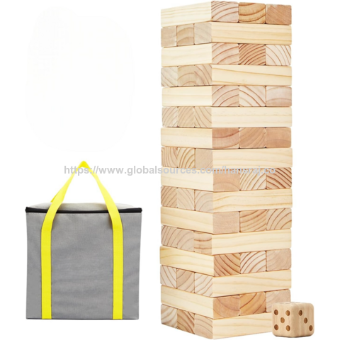 Tumbling Tower ist ein Geschicklichkeitsspiel, bei dem ein Turm aus 48 Holzblöcken gebaut wird