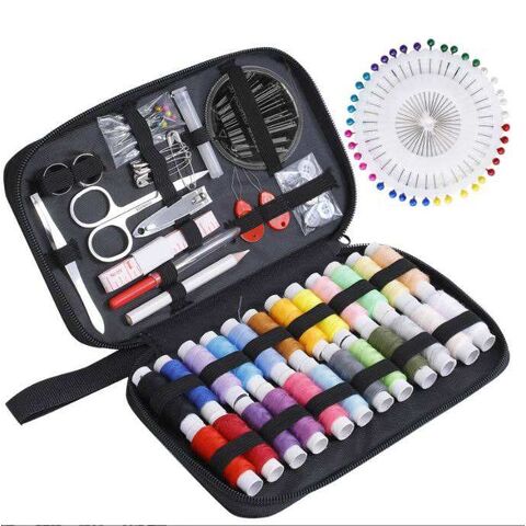 Kit de couture de voyage pour fournisseurs, ensemble d'outils de couture, kit d'aiguille et de fil pour la couture, 98 pièces, kit de couture noir pour la réparation et la vente en gros