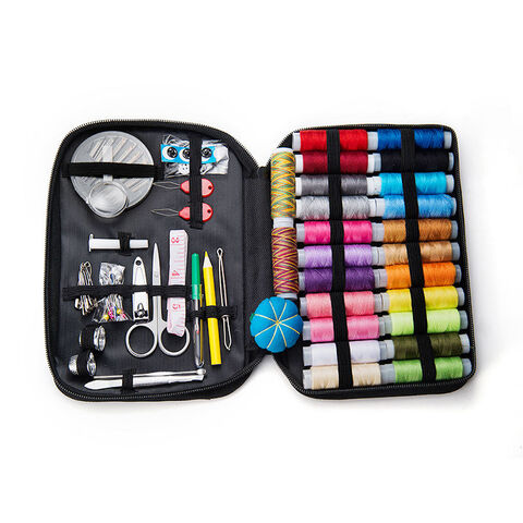 Kit de couture de voyage pour fournisseurs, ensemble d'outils de couture, kit d'aiguille et de fil pour la couture, 98 pièces, kit de couture noir pour la réparation et la vente en gros