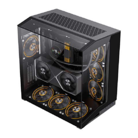 N71 2025 Châssis EATX Tour Complète Boîtier Gaming en Verre Prise en Charge Écran LED Double Refroidissement Liquide 360 mm