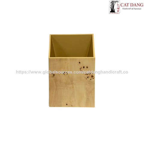 Fabricante do Vietname Preço de Atacado Personalizável Lixeira Retangular de MDF Folheada para Banheiro com Acabamento Brilhante OEM ODM