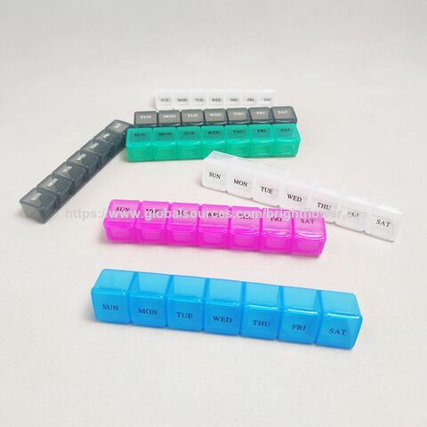 Boîte de Rangement de Pilules en Plastique Pas Cher 7 Jours 7 Compartiments - Pilulier Hebdomadaire en Plastique 7 Cases