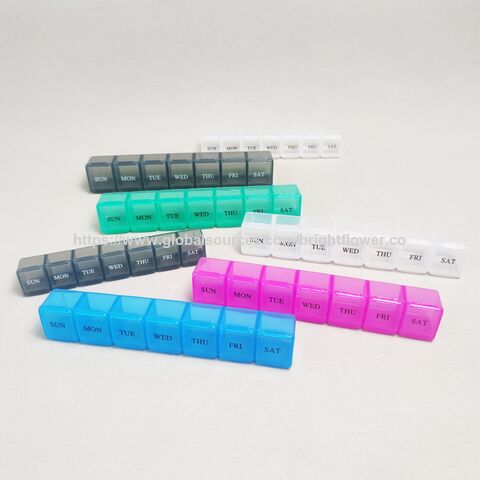 Boîte de Rangement de Pilules en Plastique Pas Cher 7 Jours 7 Compartiments - Pilulier Hebdomadaire en Plastique 7 Cases