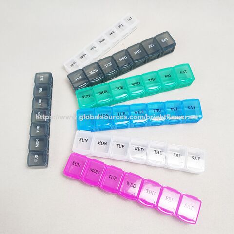 Boîte de Rangement de Pilules en Plastique Pas Cher 7 Jours 7 Compartiments - Pilulier Hebdomadaire en Plastique 7 Cases