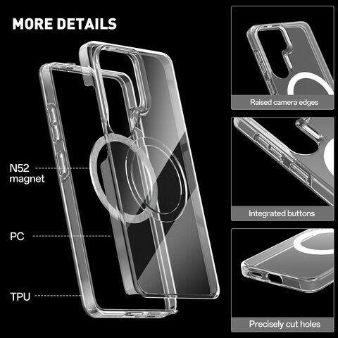 Coque Neo Hybrid Transparente et Colorée de Dernière Génération avec Protection Complète, Résistante aux Rayures et Compatible avec la Charge sans Fil Magnétique pour Samsung S26 Ultra