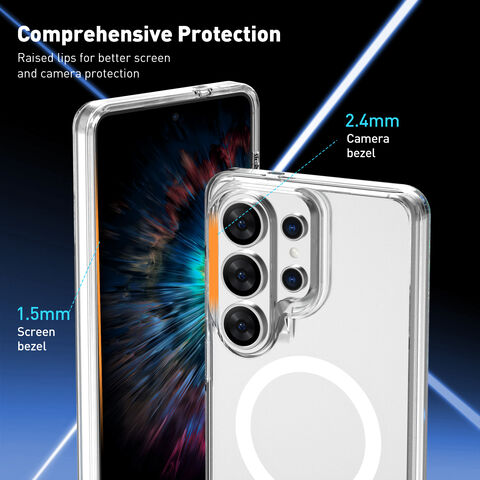 Coque Neo Hybrid Transparente et Colorée de Dernière Génération avec Protection Complète, Résistante aux Rayures et Compatible avec la Charge sans Fil Magnétique pour Samsung S26 Ultra