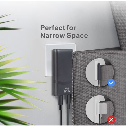 ODM & OEM 65W Slim Ladegerät 2* USB C Schnelllade-Wandladegerät für enge Räume verfügbar