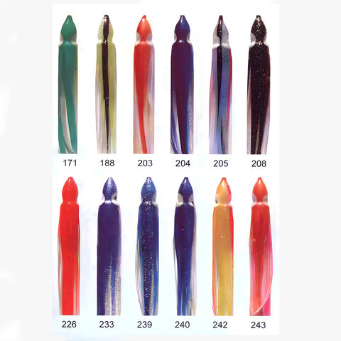 Leurres de jupe de poulpe haut de gamme de 4,5" en différentes couleurs, appâts souples réalistes et leurres de poulpe, support pour la conception OEM d'appâts de pêche.