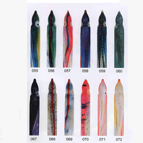 Leurres de jupe de poulpe haut de gamme de 4,5" en différentes couleurs, appâts souples réalistes et leurres de poulpe, support pour la conception OEM d'appâts de pêche.