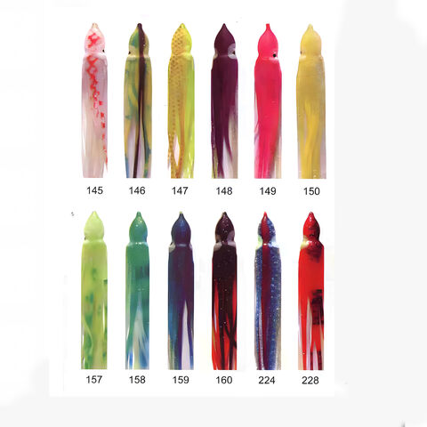 Leurres de jupe de poulpe haut de gamme de 4,5" en différentes couleurs, appâts souples réalistes et leurres de poulpe, support pour la conception OEM d'appâts de pêche.