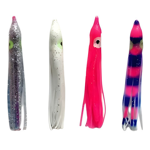 Leurres de jupe de poulpe haut de gamme de 4,5" en différentes couleurs, appâts souples réalistes et leurres de poulpe, support pour la conception OEM d'appâts de pêche.